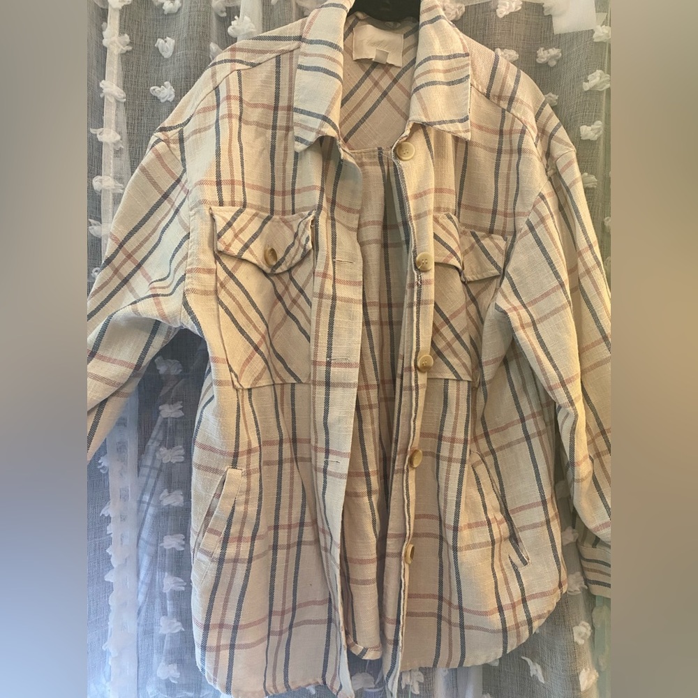 Plaid linen shacket